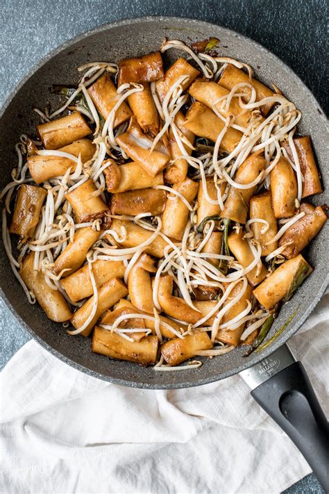 Stir-Fried Rice Noodle Rolls with Peanut Butter Sauce | aheadofthyme.com - Ahead of Thyme