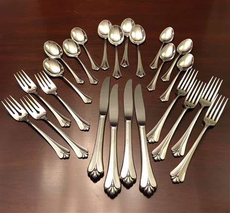 Oneida Royal Flute Stainless Flatware, complete 6 piece service for 4, elegant pattern OHSROF ...