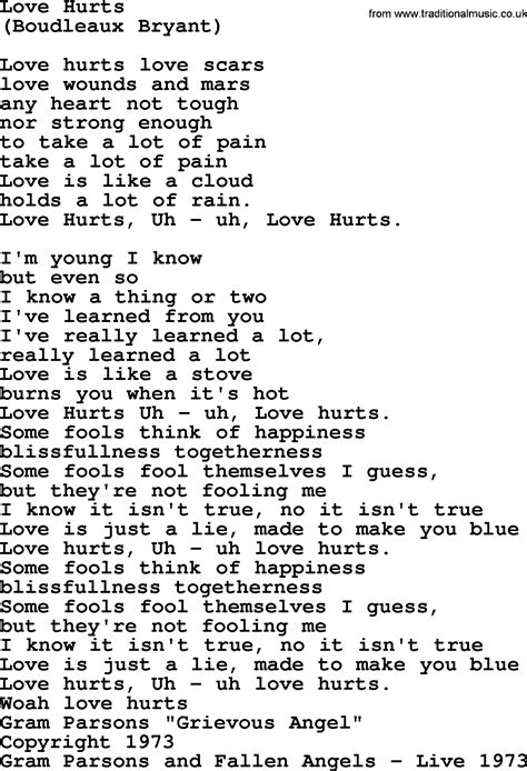 Love Hurts, by The Byrds - lyrics with pdf