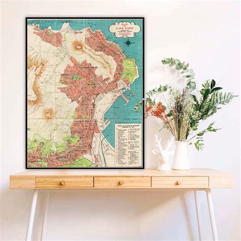 Cape Town Map Vintage Map of Cape Town Cape Town Wall Map - Etsy