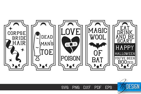 Halloween Labels SVG Bundle | Potion Labels | Vintage Bottle Labels | By Fly Design | TheHungryJPEG