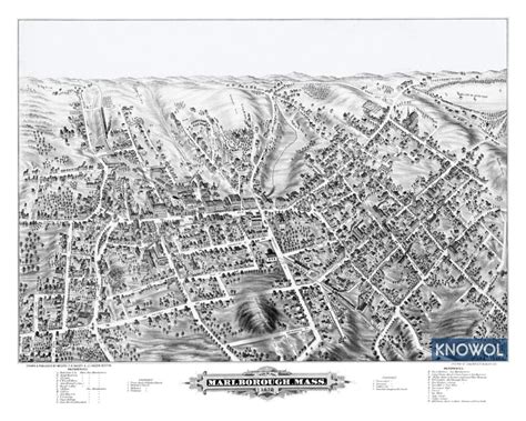 Beautifully restored map of Marlborough, MA from 1878 - KNOWOL