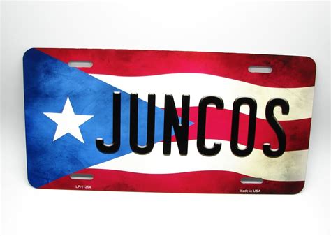 PUERTO RICO FLAG JUNCOS ISLA DEL ENCANTO METAL CAR LICENSE PLATE ...