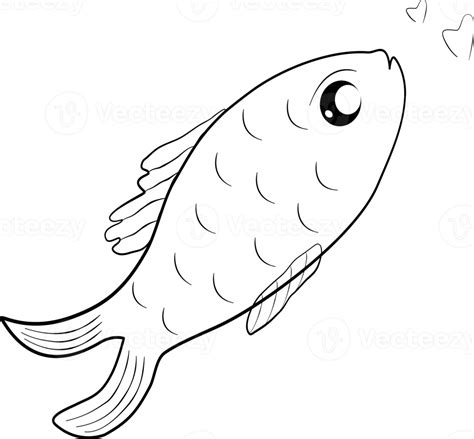 Doodle sketch cartoon fish cute underwater sea beach element decoration ...