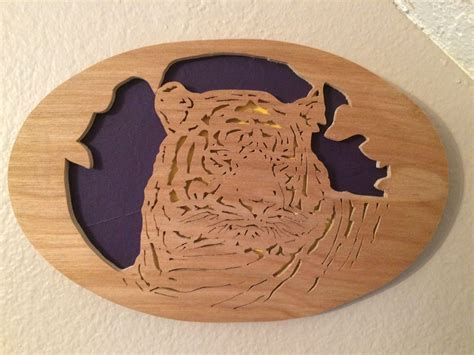 Completed LSU Tiger | Decorative plates, Decor, Woodworking