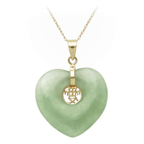 14k Yellow Gold Natural Jade Heart Charm Pendant Necklace, 18 | Pendant, Charm pendant necklace ...