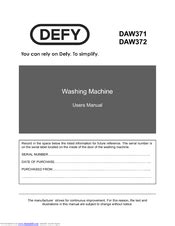 User Manuals: Defy DAW369 Load Washing Machine