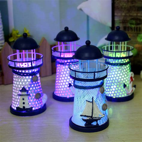 Mediterranean Electric LED Night Light Lamp Lighthouse Lantern Table Home Decor Christmas Gift ...