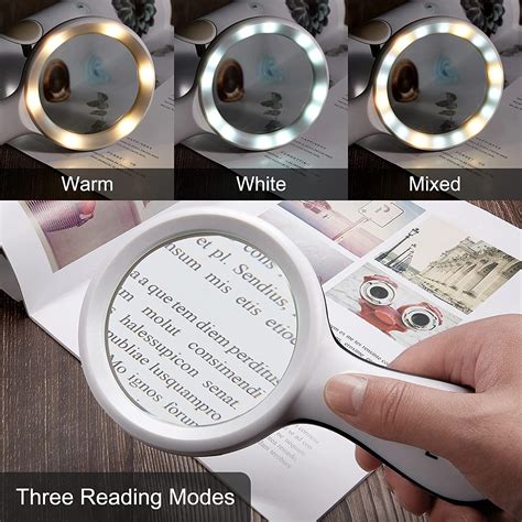 MOJINO 10X Lighted Handheld Reading Magnifier with 18 LED Lights ...