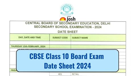 CBSE Date Sheet 2024 Class 10 PDF Download: Class 10th Exam Date and ...