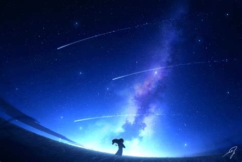 #Anime #Original #Girl Shooting Star Starry Sky #1080P #wallpaper # ...