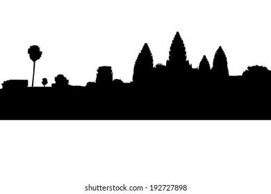 Angkor Wat Silhouette Siem Reap Cambodia Stock Vector (Royalty Free ...