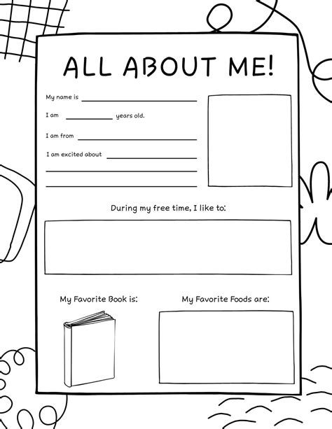 All About Me Coloring Pages Worksheets