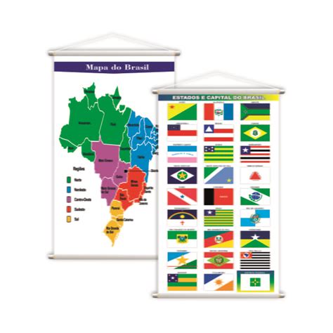 Mapa e Bandeiras dos Estados do Brasil Kit 2 Banners - Loja PlimShop