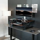 VIVO Dark Wood Height Adjustable Standing Desk Monitor Riser Tabletop ...