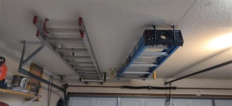 Ladder Storage on Ceiling Above Garage Door