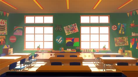 ArtStation - Asset - Cartoons - Background - Classroom - 02 3D model | Resources