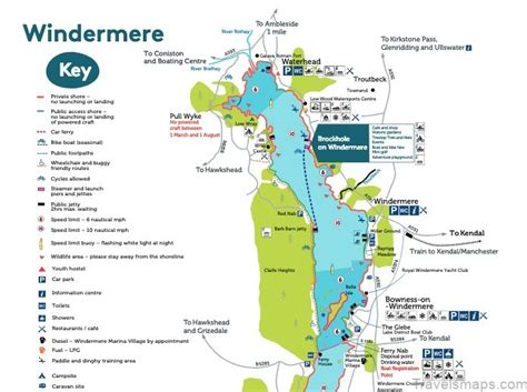 Windermere Map - Windermere Lake District Camping Guide - TravelsMaps.Com