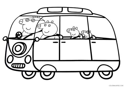 Peppa Pig Coloring Pages Cartoons Peppa pig family car Printable 2020 4858 Coloring4free ...