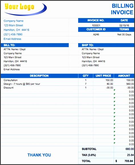 6 Billing Invoice Template Free Download - SampleTemplatess ...