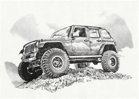 Jeep Wrangler Rubicon Drawing by Andrey Poletaev - Fine Art America