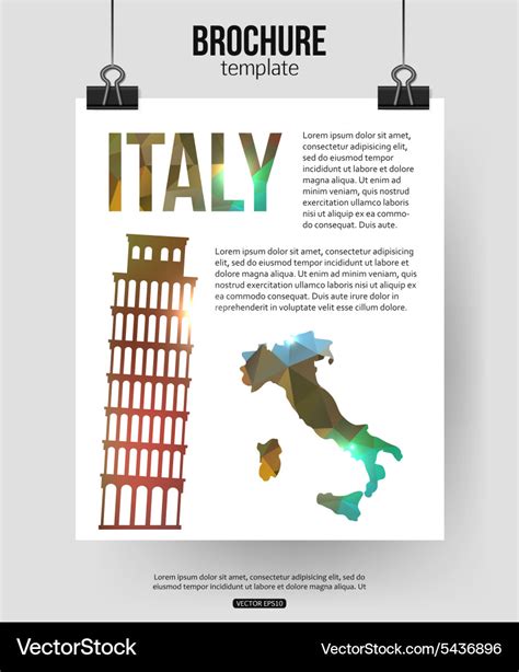 Italy travel background brochure with map Vector Image