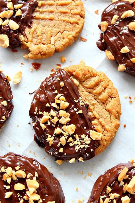 Chocolate Dipped Peanut Butter Cookies Recipe - Crunchy Creamy Sweet