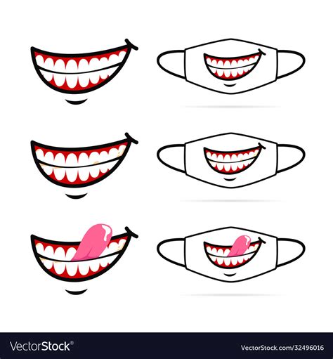 Funny evil smile with show teeth cartoon face Vector Image