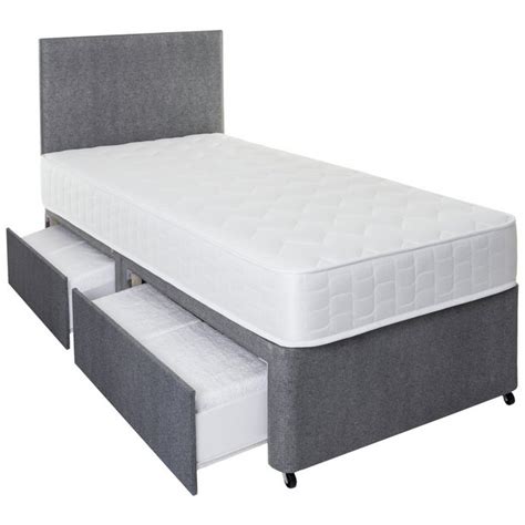 Buy Argos Home Elmdon Single Memory 2 Drawer Divan Bed - Grey | Divan ...