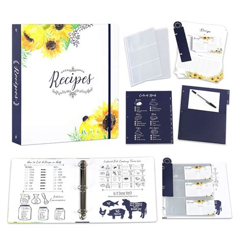 Family Recipe Binder Recipe Paper, Sunflower Bridal Shower Housewarming ...