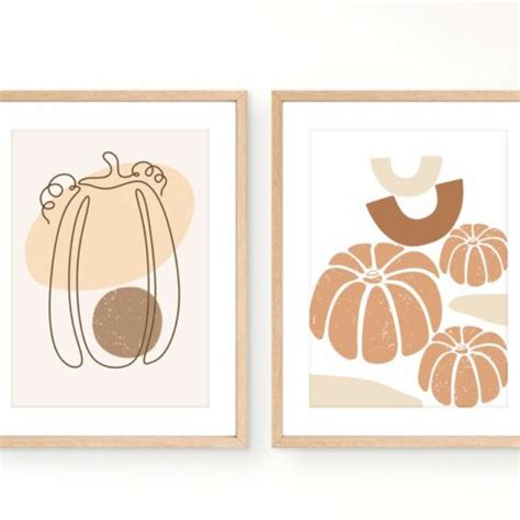 Fall Boho Wall Art, Pumpkin Abstract Art for Wall Decor | MasterBundles