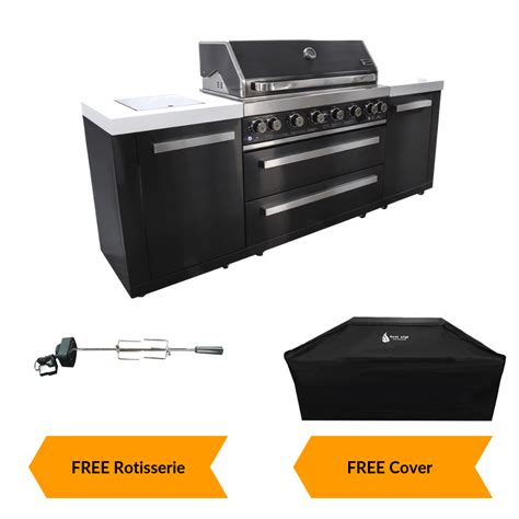 Mont Alpi 805 BBQ Island Gas Grill Black Stainless Steel - FREE GIFTS