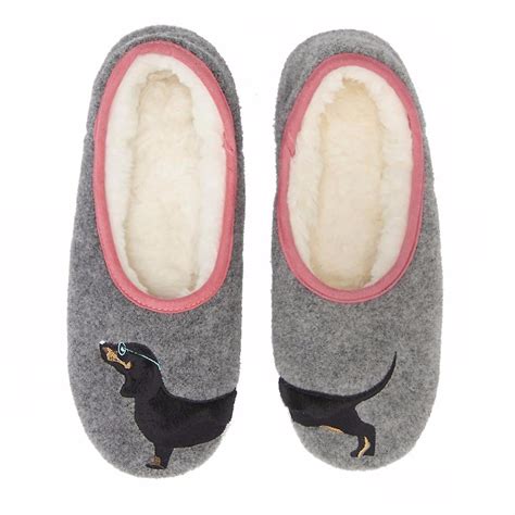 Joules - Joules Women's Fleece Slippers Dachshund Dog Grey Size Small - Walmart.com - Walmart.com