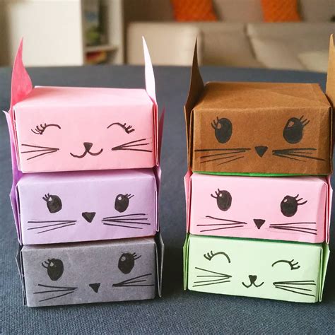 Origami Cat Box, Eou E. | TUTORIAL: http://wp.me/p5AUsW-Jh » OrigamiTree.com