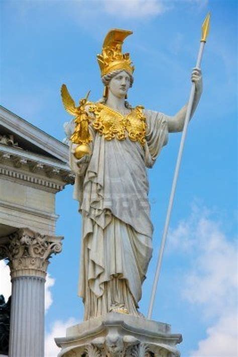 Statue of Pallas Athena in front of the Austrian Parliament in ...