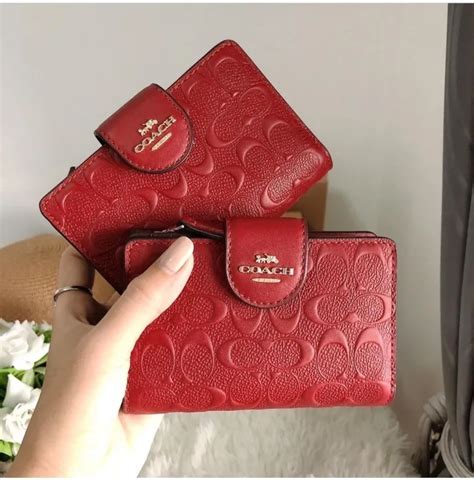 C5896 - Red Coach Medium Corner Zip Wallet In Signature Leather | Lazada PH