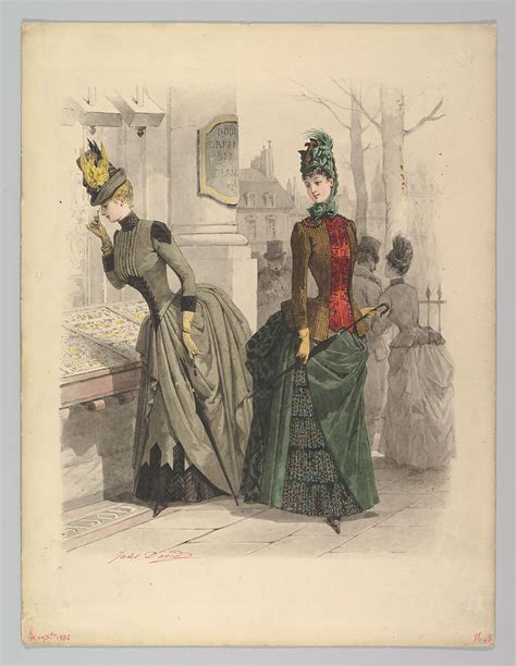 Jules David | Two Women in Day Dresses: Preparatory drawing for a fashion plate from Le Moniteur ...