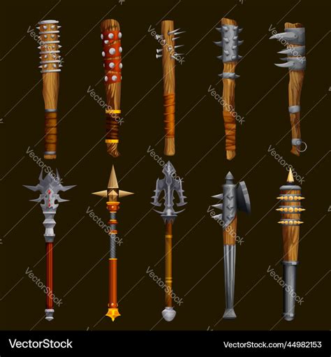 Fantasy medieval club mace weapon game asset Vector Image