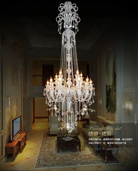 large stair long hotel luxury crystal chandelier modern long K9 Lobby hotel lustres de cristal ...