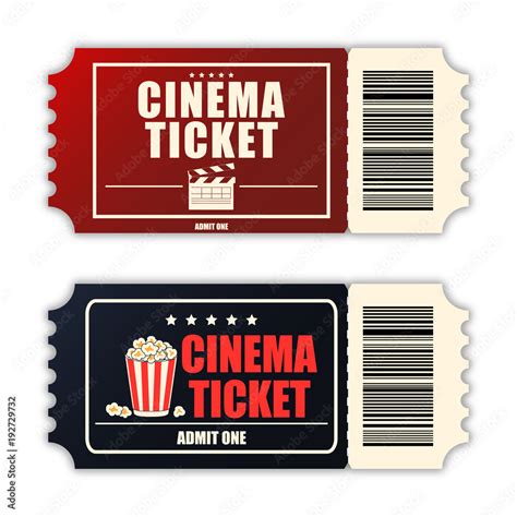 Cinema ticket set. Template of two realistic movie tickets isolated on ...