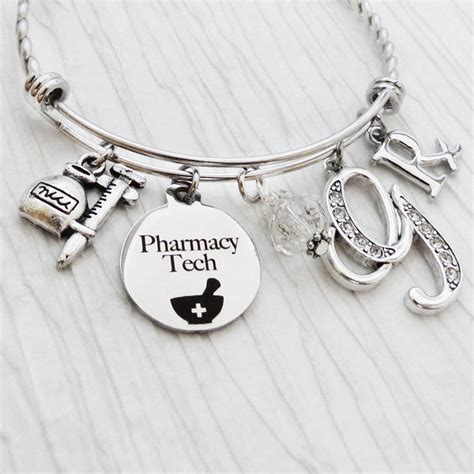 Personalized Pharmacy Technician Gifts, Pharmacy Bangle Bracelet, Grad – Sugartree and Company