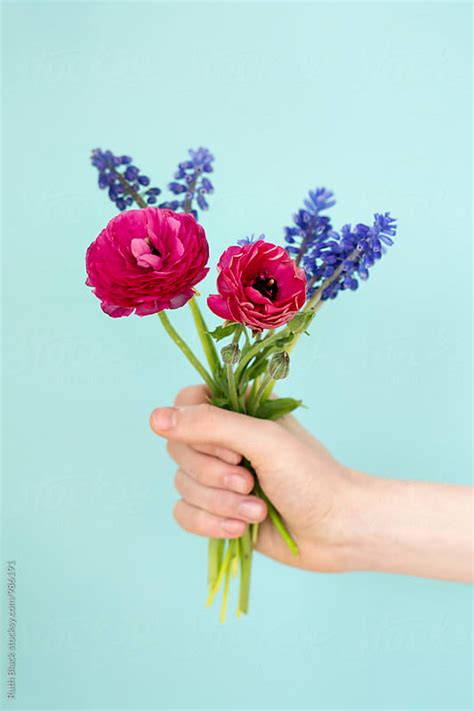 Hand holding bunch of flowers by Ruth Black - Flower, Hand - Stocksy United