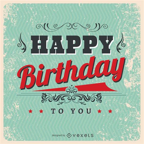 Vintage Happy Birthday Postcard Vector Download