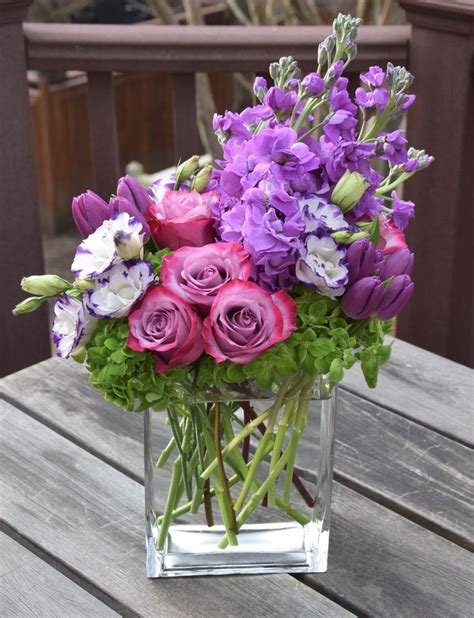 Flower arrangement with purples and hots pinks. | Beautiful flowers ...