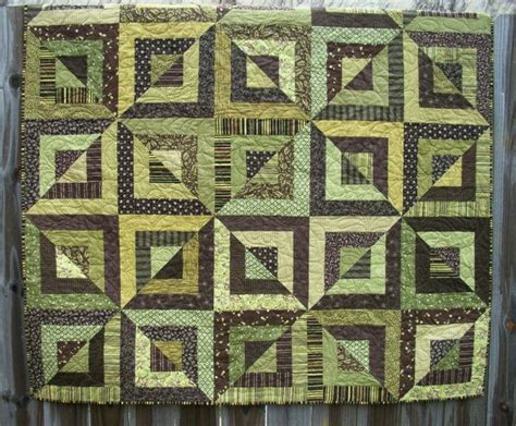 Geometric Quilt Green Brown Quilted Beveled Blocks Quiltsy | Etsy | Green quilt, Geometric quilt ...