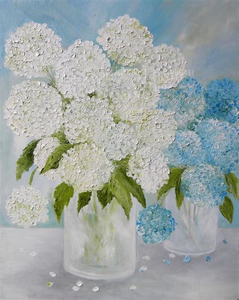 Hydrangea Double Vase Painting, Hydrangea Floral Painting, | Kenzie's Cottage