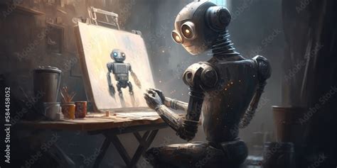 Roboartist painting its artwork piece, robots takes over the human ...