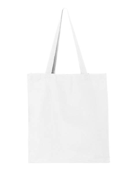 Q-Tees - 13.7L Gusseted Canvas Shopper Bag - Q125300 - White - One Size ...