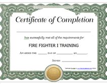 Free Printable Firefighter Training Award Certificate