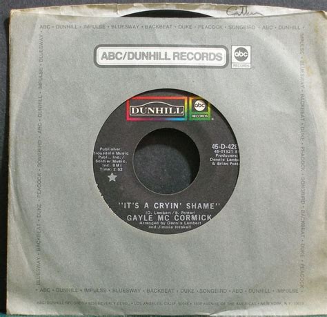 GAYLE MCCORMICK~It's a Cryin' Shame~ABC/Dunhill 45-D-4288 (Soft Rock) 45